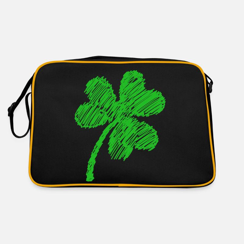 three-leaf clover green doodle Retro Bag