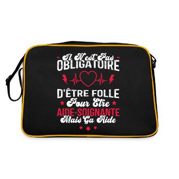 Obligatoire D'être Folle Pour Être Aide-soignante - Sac Retro - noir/or - Dos