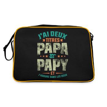 J'ai Deux Titres Papa Et Papy - Sac Retro - noir/or - Dos
