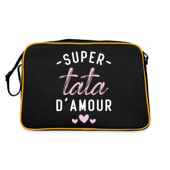 Cadeau Femme Super tata d'amour - Sac Retro - noir/or - Dos
