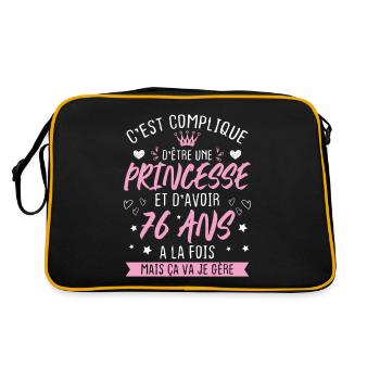 Une princesse et d'avoir 76 ans, Cadeau 76 ans - Sac Retro - noir/or - Dos