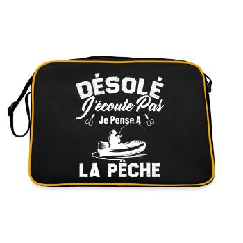 Désolé J'écoute Pas Je Pense A La Pêche Humour - Sac Retro - noir/or - Dos