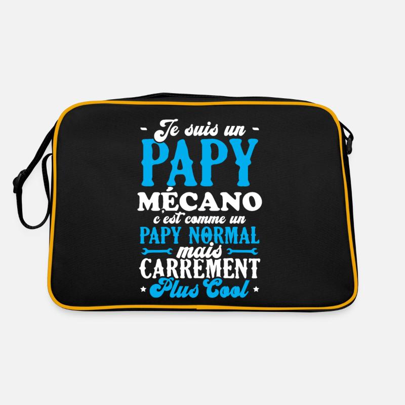 Je suis un papy mécano comme un papy normal - Sac Retro - noir/or