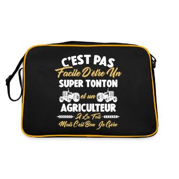 Super Tonton Et Agriculteur, Cadeau Tonton Fermier - Sac Retro - noir/or - Dos