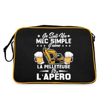 Un Mec Simple J'aime La Pelleteuse Et L'apéro - Sac Retro - noir/or - Dos