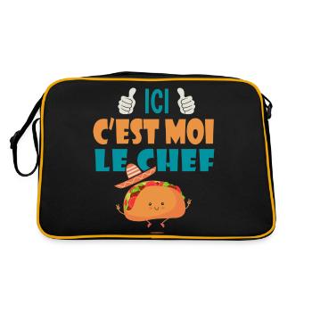 ici c est moi le chef cadeau tacos taco mexique - Sac Retro - noir/or - Dos