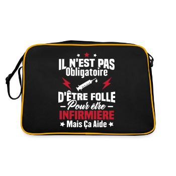 Pas obligatoire d'être folle pour être infirmièr - Sac Retro - noir/or - Dos