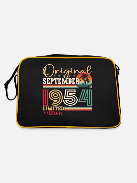 Original September Vintage 1954 Birthday Funny - Retro Bag - black/gold - Back