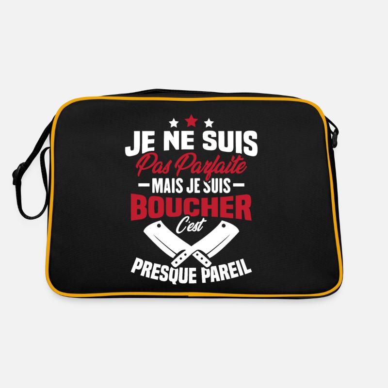 Je Ne Suis Pas Parfaite Mais Je Suis Boucher - Sac Retro - noir/or