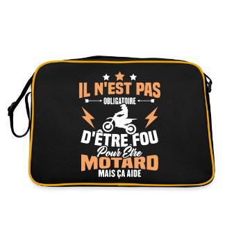 Pas obligatoire d'être fou pour être motard - Sac Retro - noir/or - Dos