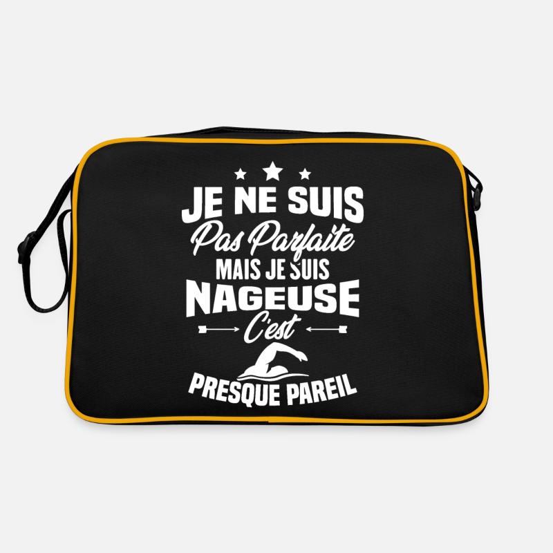 Je ne suis pas parfaite mais je suis nageuse - Sac Retro - noir/or