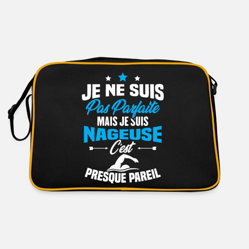 Je ne suis pas parfaite mais je suis nageuse - Sac Retro - noir/or