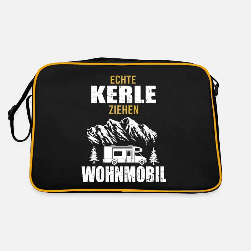 Wohnmobil Camping Zubehör - Retro Tasche - Schwarz/Gold