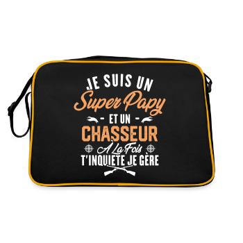 Je suis un super papy et un chasseur, Cadeau papy - Sac Retro - noir/or - Dos