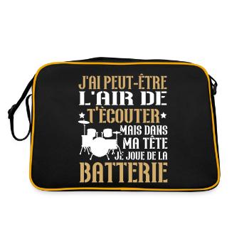 Dans ma tête je joue de la batterie - Sac Retro - noir/or - Dos