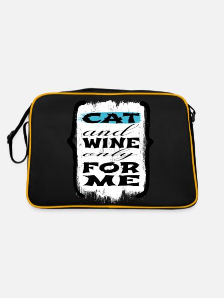 guenon avacato cute cat collage tshirts animal cat - Retro Bag - black/gold - Back