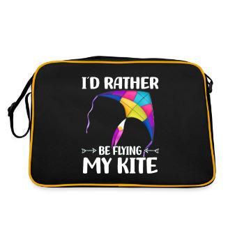Flying kites | Kite Flying Gifts - Retro Bag - black/gold - Back