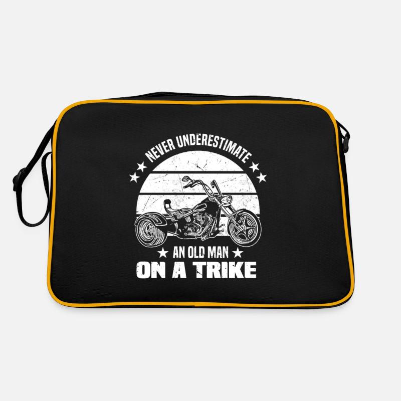 Triker Geschenkidee | Trikes Trike Hobby Motorrad - Retro Tasche - Schwarz/Gold