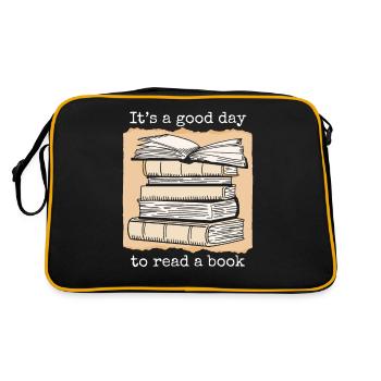 Bücher Buch lesen Bücherei Bibliothek Bücherwurm - Retro Tasche - Schwarz/Gold - Hinten
