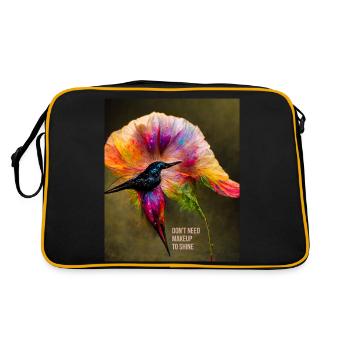 Mutig und stark - ein motivierender Slogan für Frauen - Retro Tasche - Schwarz/Gold - Hinten