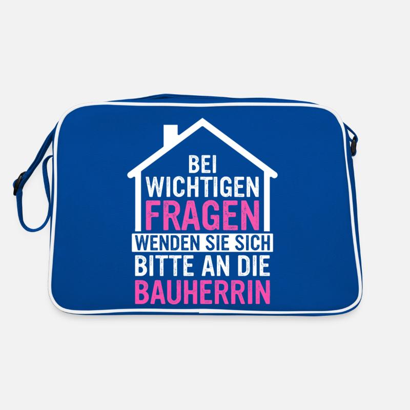 Bauherr Hausbauer Häuslebauer Retro Tasche