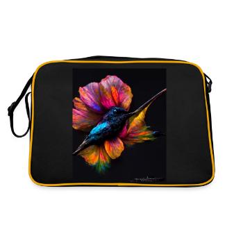Schöner bunter Schmetterling - für die Starken und Mutigen - Retro Tasche - Schwarz/Gold - Hinten