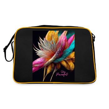 Sei stark - ein motivierender Slogan für außergewöhnliche Menschen - Retro Tasche - Schwarz/Gold - Hinten