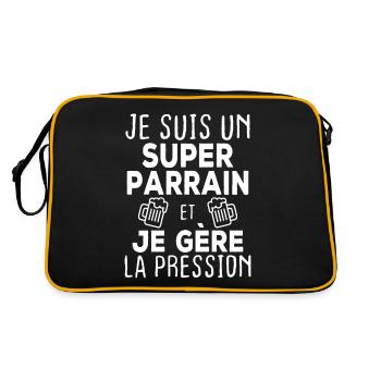 Je suis un super parrain, Humour cadeau parrain - Sac Retro - noir/or - Dos