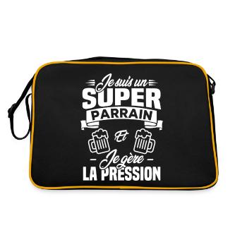 Je suis un super parrain, Humour cadeau parrain - Sac Retro - noir/or - Dos