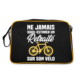Ne jamais sous estimer un retraité sur son vélo - Sac Retro - noir/or - Dos