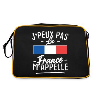 Ich kann nicht Frankreich ruft mich an - Retro Tasche - Schwarz/Gold - Hinten