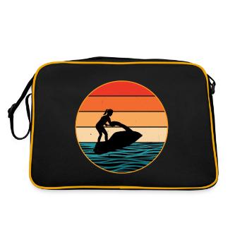 Vintage Retro Jet Water Ski Sunset Water Silhouett - Retro Bag - black/gold - Back