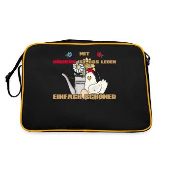 Arrosoir de poulet vintage avec des poulets La vie plus belle - Sac Retro - noir/or - Dos