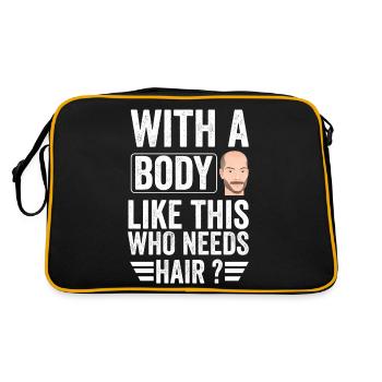 Männer mit Glatze Mann Haarausfall - Retro Tasche - Schwarz/Gold - Hinten