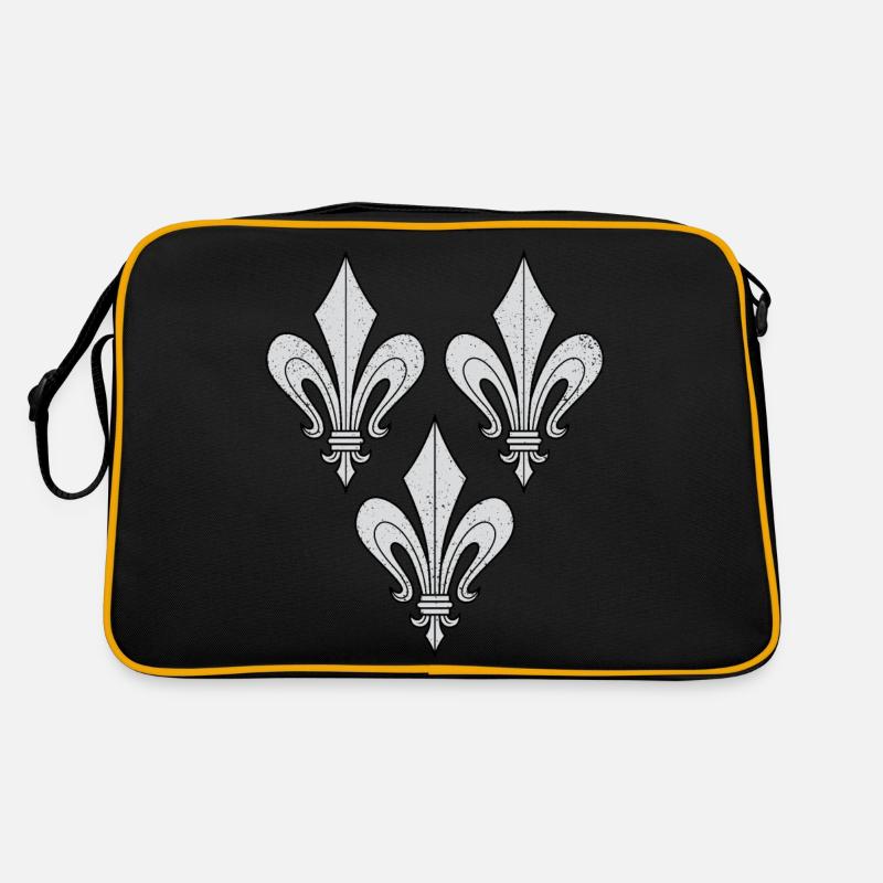 Lilien - Fleur De Lys - Retro Tasche - Schwarz/Gold