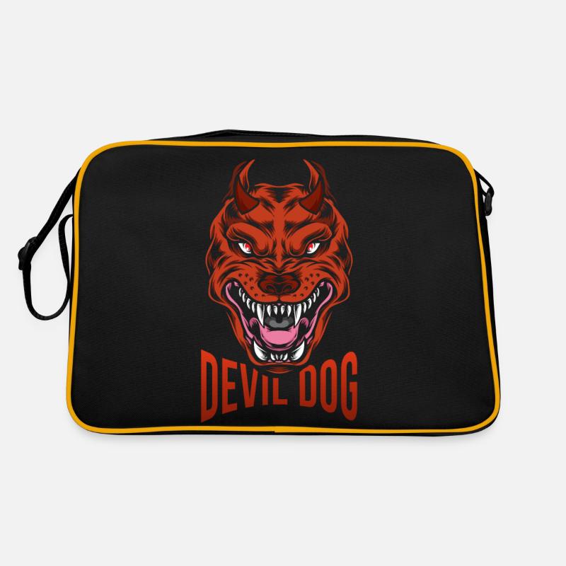 Devil dog with sharp teeth Retro Bag