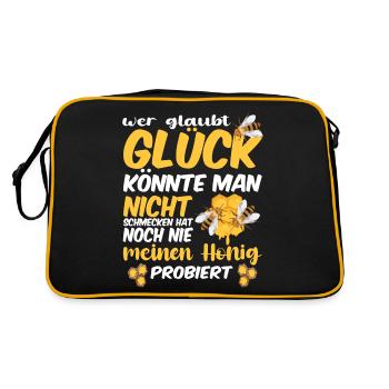 Bienenzucht und Honig - Retro Tasche - Schwarz/Gold - Hinten