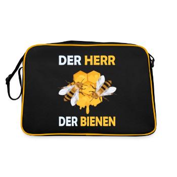 Bienenzucht und Honig - Retro Tasche - Schwarz/Gold - Hinten