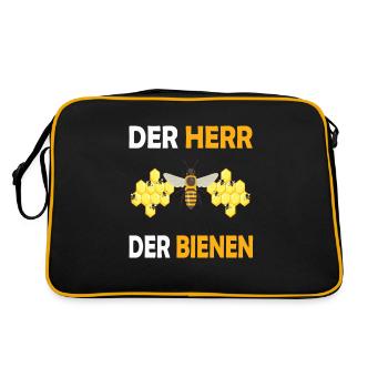 Bienenzucht und Honig - Retro Tasche - Schwarz/Gold - Hinten