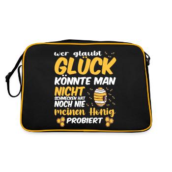 Bienenzucht und Honig - Retro Tasche - Schwarz/Gold - Hinten