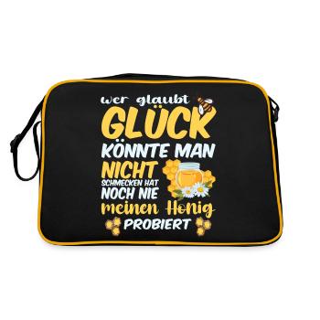 Bienenzucht und Honig - Retro Tasche - Schwarz/Gold - Hinten