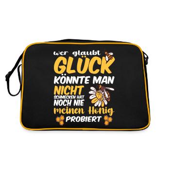 Bienenzucht und Honig - Retro Tasche - Schwarz/Gold - Hinten