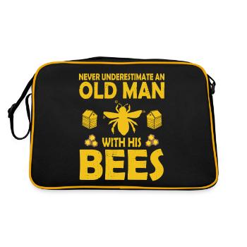 Bienenzucht und Honig - Retro Tasche - Schwarz/Gold - Hinten