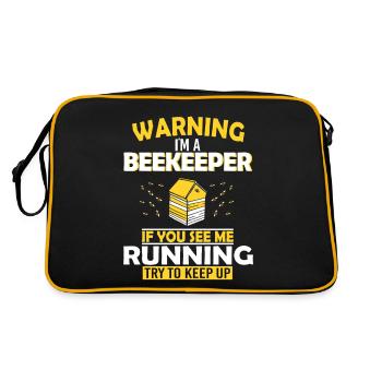Bienenzucht und Honig - Retro Tasche - Schwarz/Gold - Hinten