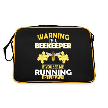 Bienenzucht und Honig - Retro Tasche - Schwarz/Gold - Hinten