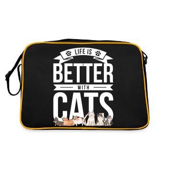 La vie est meilleure avec les chats - Sac Retro - noir/or - Dos