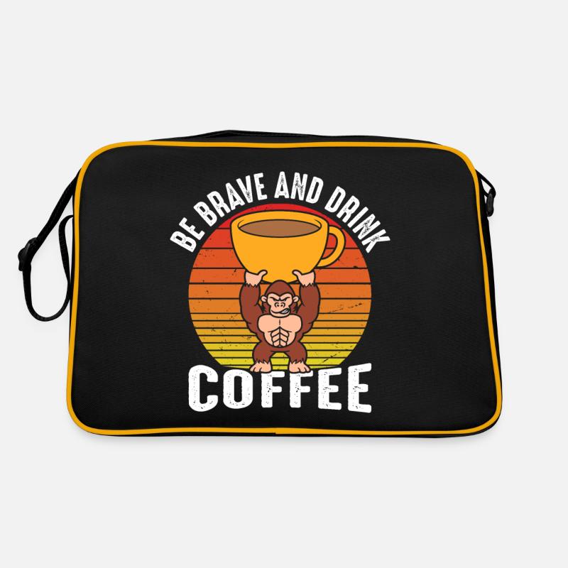 Mutig Sein Und Kaffee Trinken - Retro Tasche - Schwarz/Gold