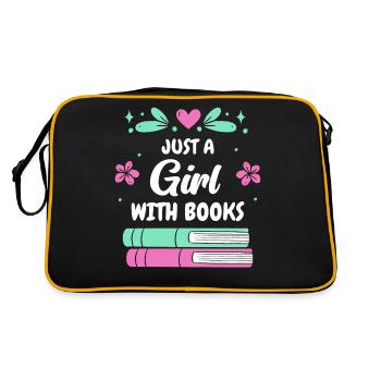 Bücher Buch lesen Bücherei Bibliothek Bücherwurm - Retro Tasche - Schwarz/Gold - Hinten