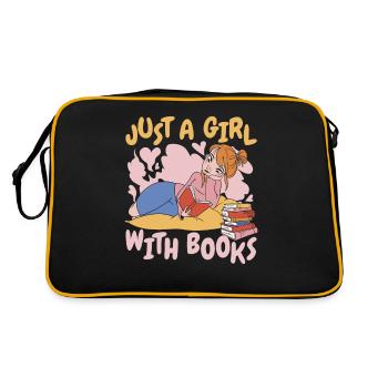 Bücher Buch lesen Bücherei Bibliothek Bücherwurm - Retro Tasche - Schwarz/Gold - Hinten