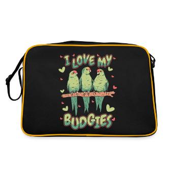 Parakeet Budgerigar Bird Animal - Retro Bag - black/gold - Back